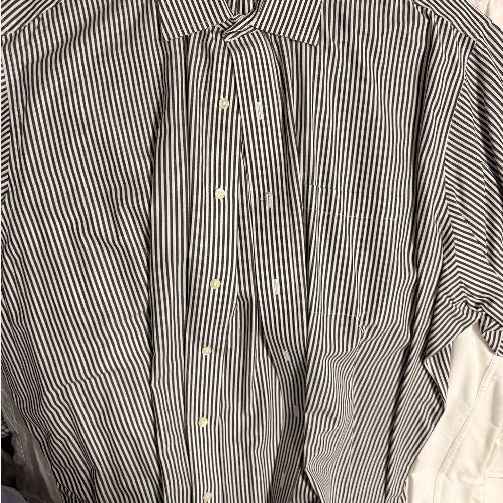Men's Black and White Striped Shirt